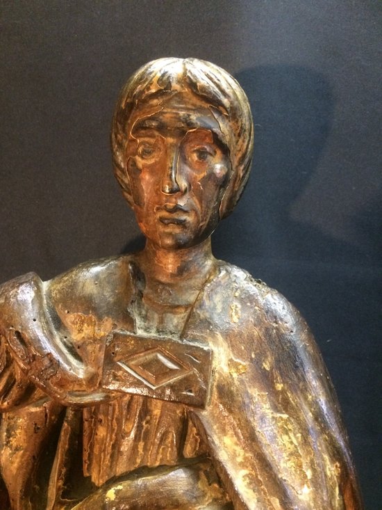 Heiliger Mann mit Buch, Statue aus dem 17. Jahrhundert