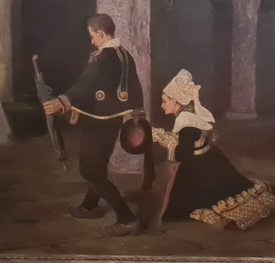 Oil On Canvas Representing A Married Couple Signed