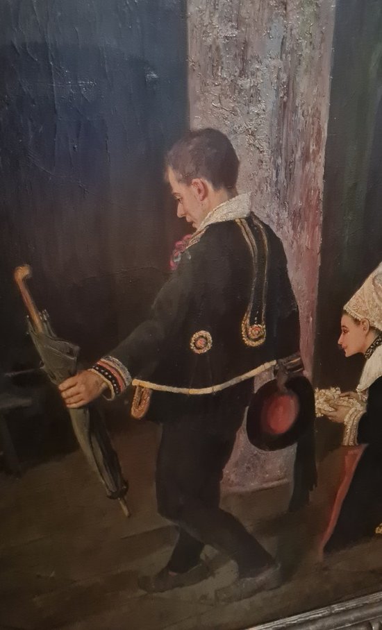 Oil On Canvas Representing A Married Couple Signed