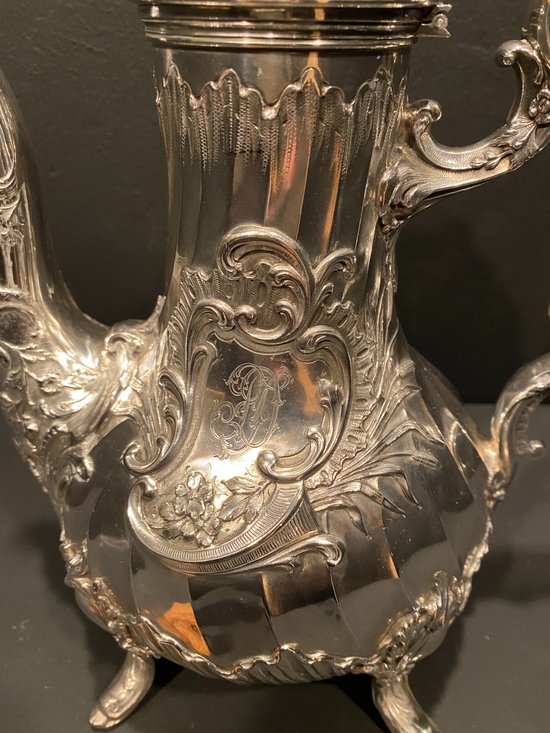 Sterling silver monogrammed teapot