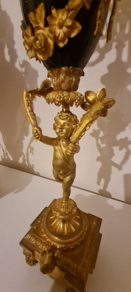 Imposing Napoleon III Bronze And Tile Mantel Trim