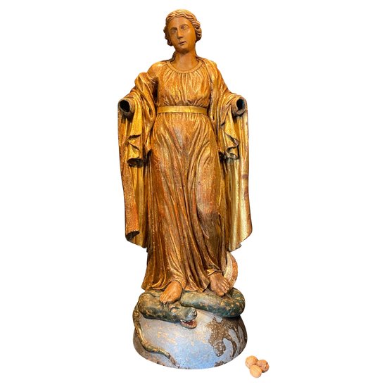 Virgin in wood from the 18th century, 99 cm high