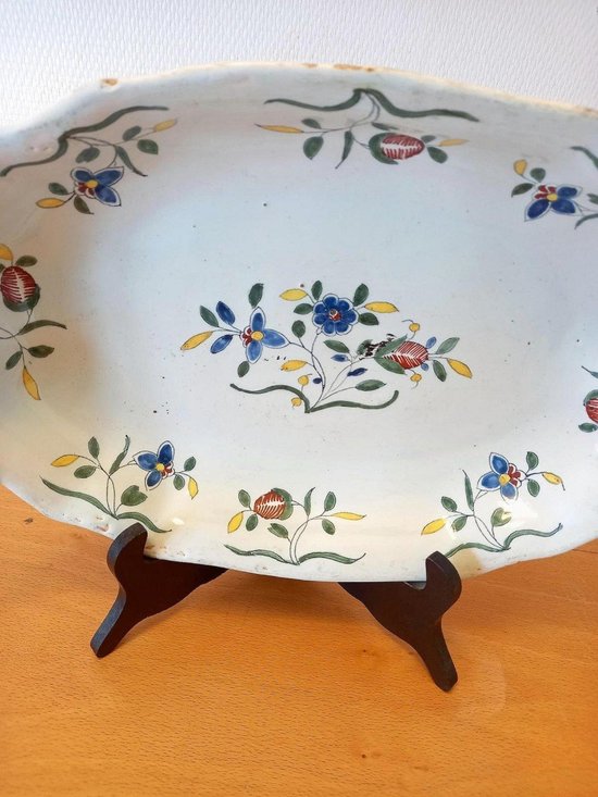 Earthenware Dish: Rouen Or Sinceny End XVIIIth Beginning XIXth Century.