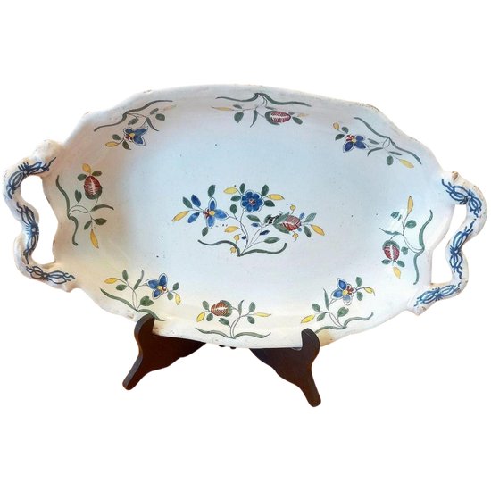 Earthenware Dish: Rouen Or Sinceny End XVIIIth Beginning XIXth Century.