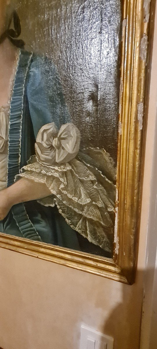 XVIII ème siècle, Portrait Huile Sur Toile d'Anne Barillot