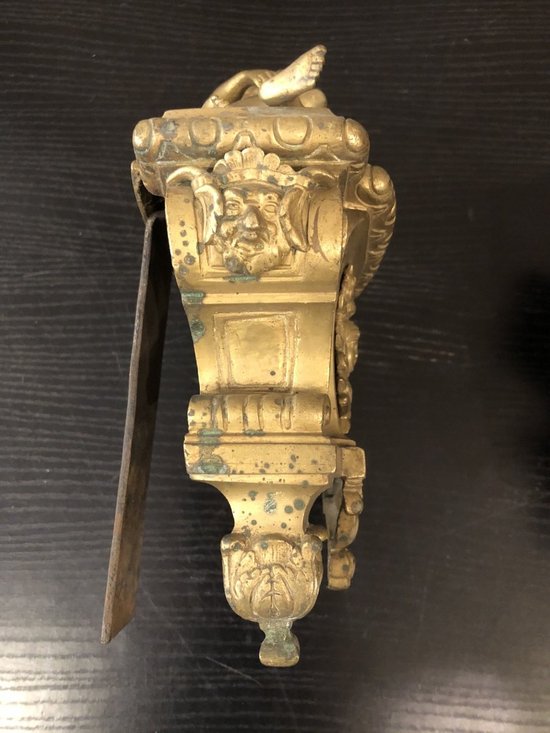 Paire de chenets ancien en bronze mat d'époque Régence 18 ème 