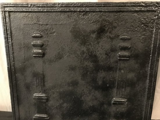 Small old cast iron fireback from the 18th century