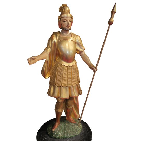 Statua in legno dorato del XVIII secolo, centurione romano