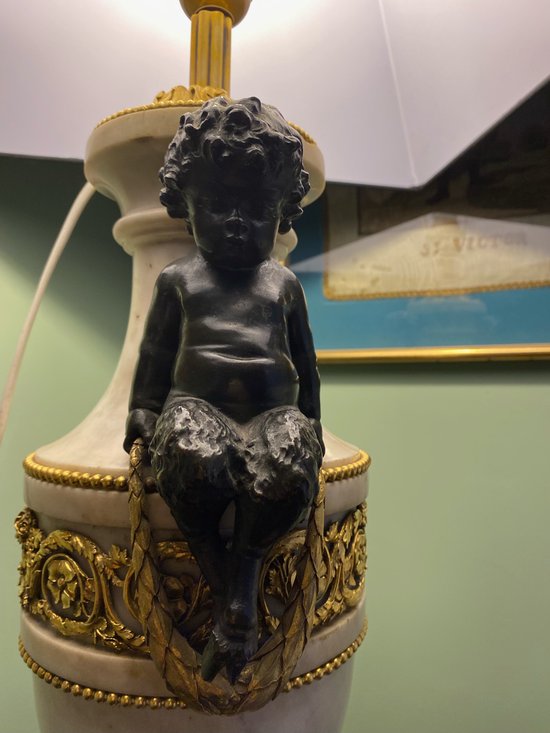 Lampe en bronze et marbre