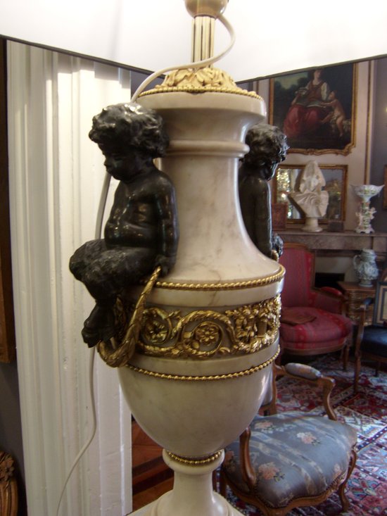 Lampe en bronze et marbre