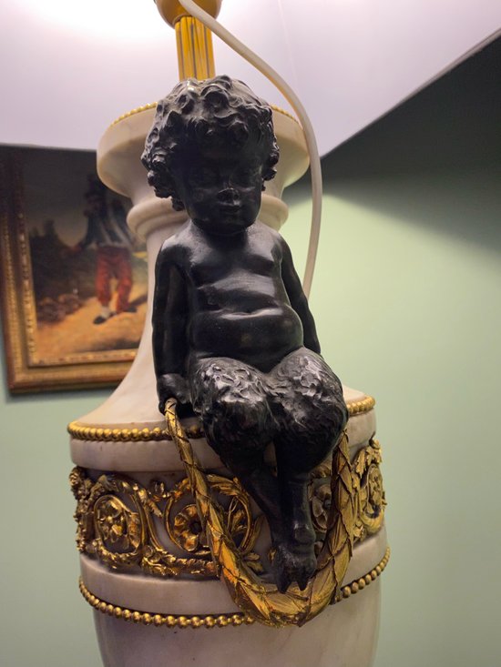 Lampe en bronze et marbre
