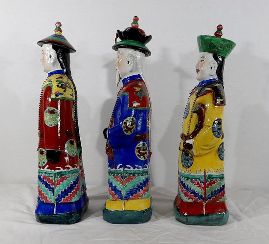 Importanti statue in maiolica “The Mandarin Dignitaries”, Cina – XX sec