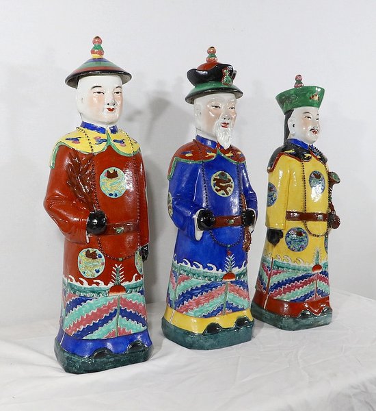 Importanti statue in maiolica “The Mandarin Dignitaries”, Cina – XX sec
