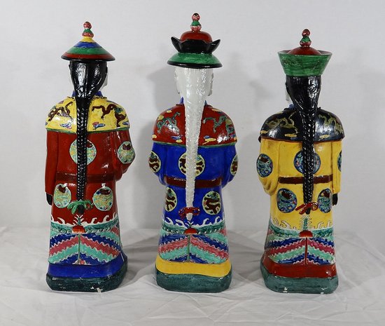 Importanti statue in maiolica “The Mandarin Dignitaries”, Cina – XX sec