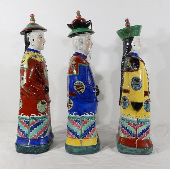 Importanti statue in maiolica “The Mandarin Dignitaries”, Cina – XX sec