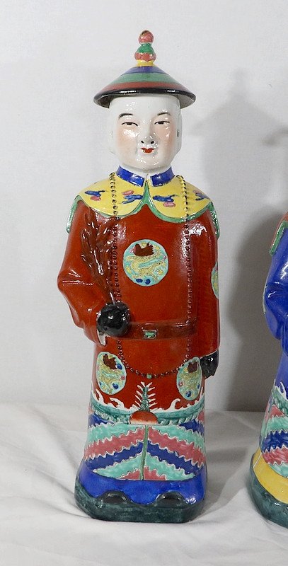 Importanti statue in maiolica “The Mandarin Dignitaries”, Cina – XX sec