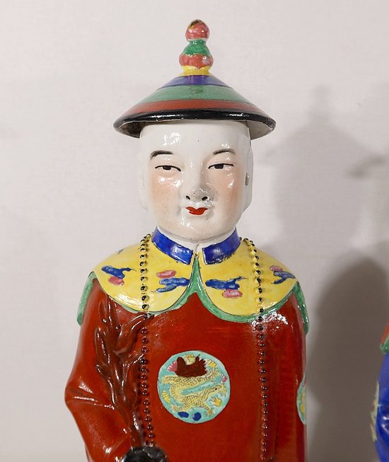 Importanti statue in maiolica “The Mandarin Dignitaries”, Cina – XX sec