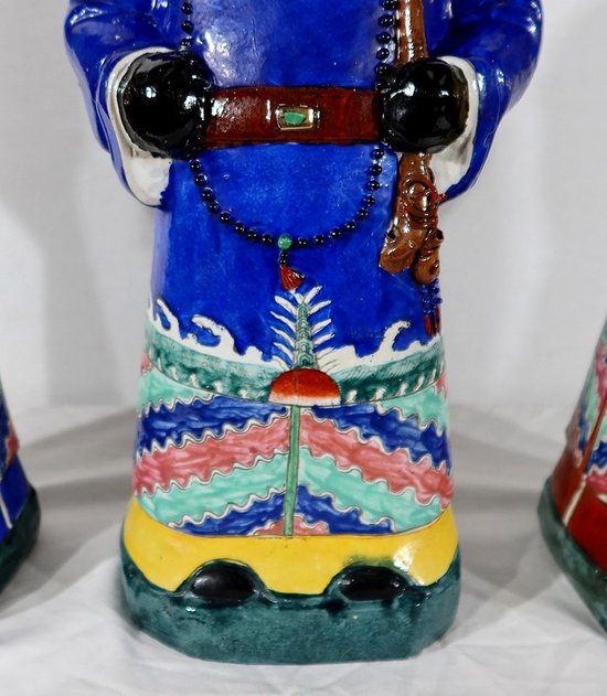 Importanti statue in maiolica “The Mandarin Dignitaries”, Cina – XX sec