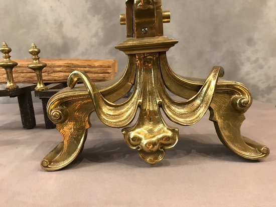 Bella coppia di alari in bronzo del periodo Art Nouveau nello stile di Guimard