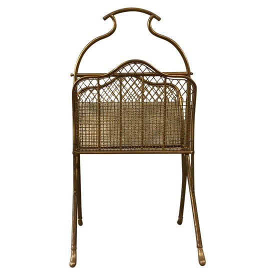 Beau porte revues en laiton d'époque 19 ème modèle sur pieds et grillagé