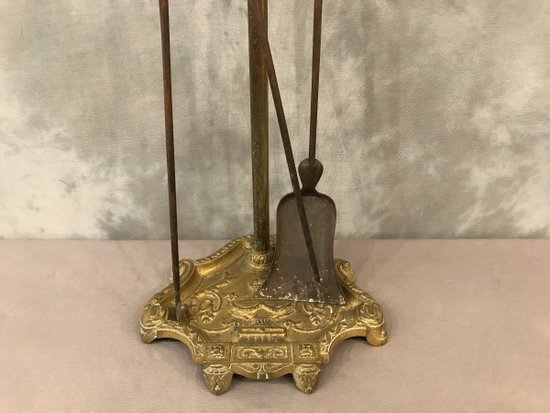 Serviteur de cheminée ancien en bronze et fer d'époque 19 ème Napoléon III 