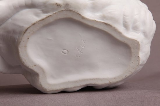Beautiful 19th century biscuit porcelain swan