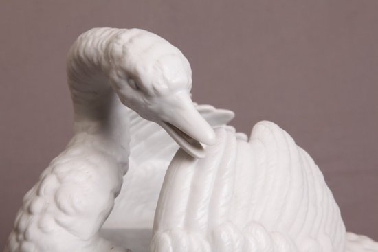 Beautiful 19th century biscuit porcelain swan