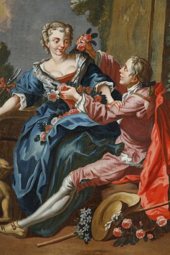 "Le Pasteur Galant", Huile sur toile d'après François Boucher, XIXe siècle