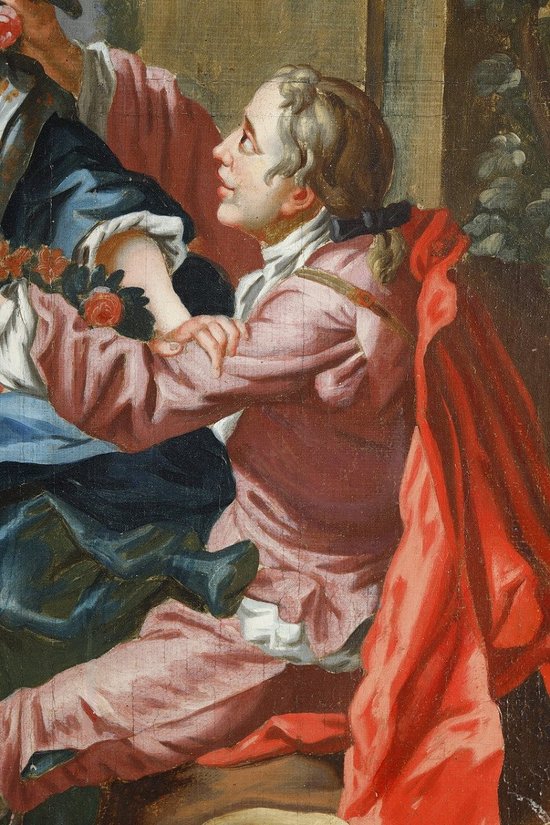 "Le Pasteur Galant", Huile sur toile d'après François Boucher, XIXe siècle