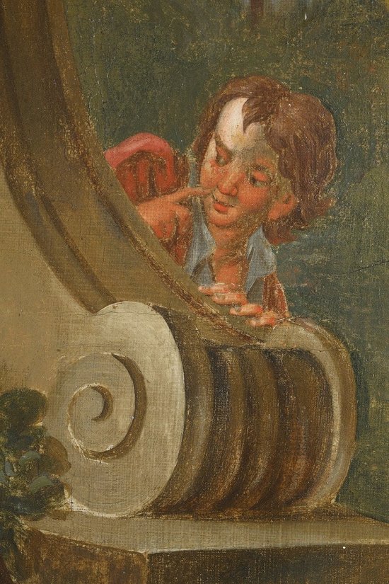 "Le Pasteur Galant", Huile sur toile d'après François Boucher, XIXe siècle