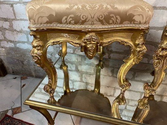 COPPIA DI SEDIE VENEZIANE IN LEGNO DORATO