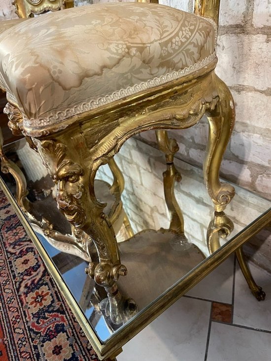COPPIA DI SEDIE VENEZIANE IN LEGNO DORATO