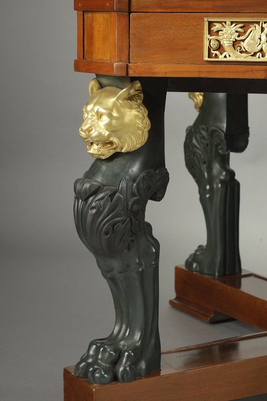 Table In Mahogany And Bronze,