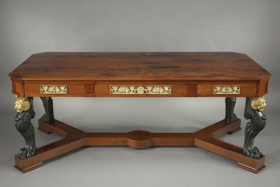 Table In Mahogany And Bronze,