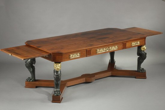 Table In Mahogany And Bronze,