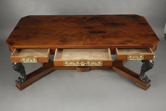 Table In Mahogany And Bronze,
