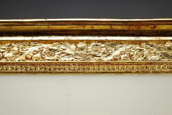 Grande specchio Trumeau in legno e stucco dorato di epoca Impero, XIX secolo