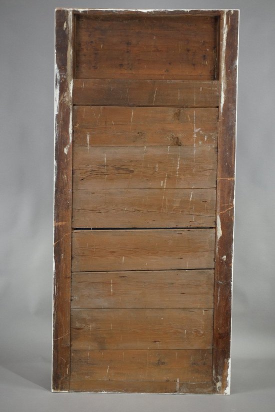 Grande specchio Trumeau in legno e stucco dorato di epoca Impero, XIX secolo