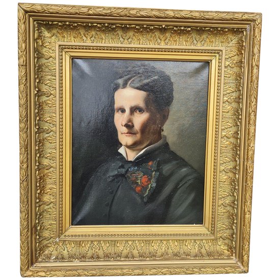 XIX ème, Porträt Einer Dame Öl Auf Leinwand