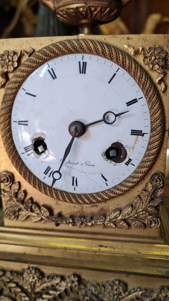Empire Clock In Gilded Bronze 19th C