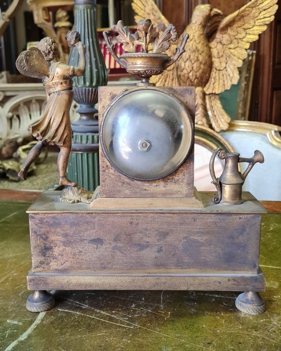 Empire Clock In Gilded Bronze 19th C