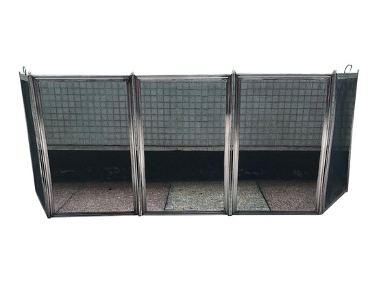 Large Antique Polished Iron Fireplace Screen And Varnish 19 th C