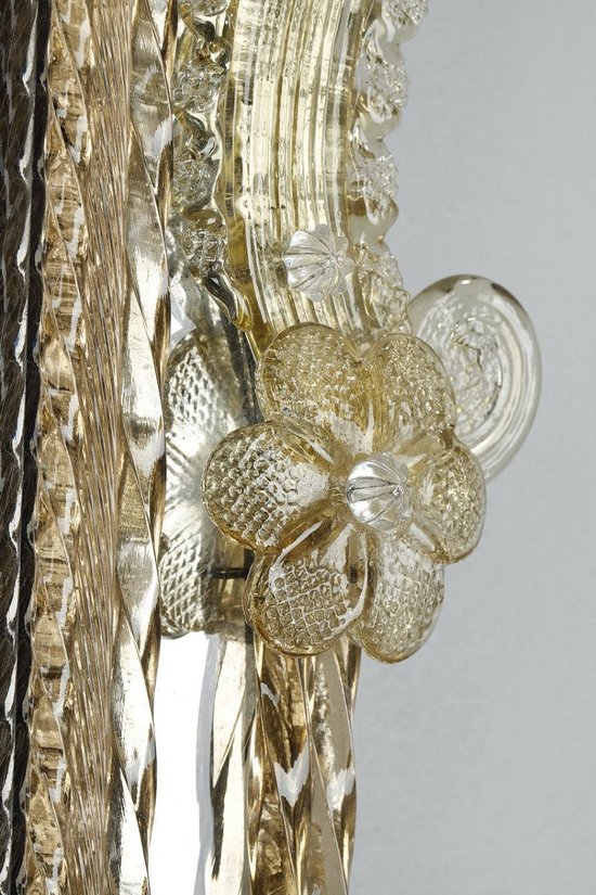 Specchio rococò con perle in vetro di Murano, inizio '900