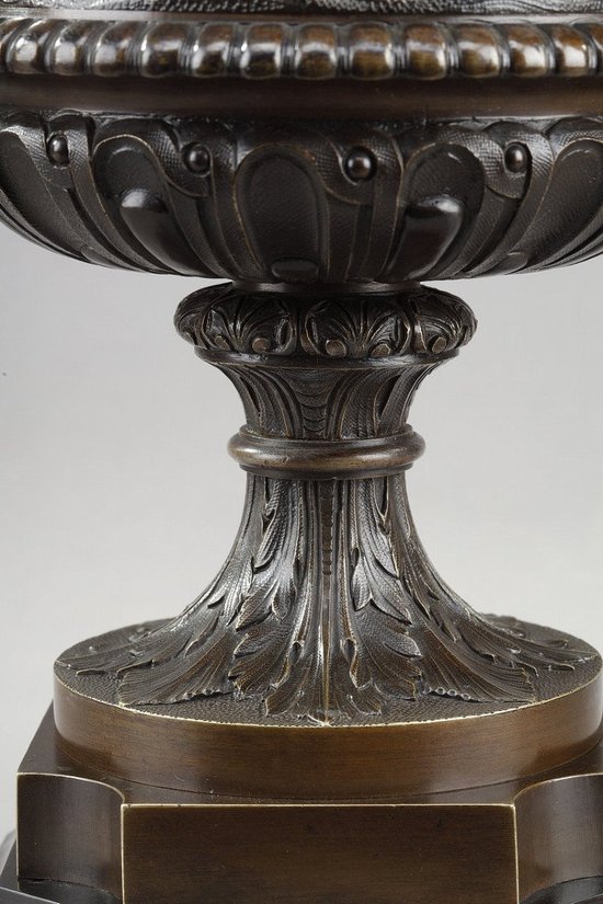 Bronze Vase Decorated With Putti Harvesters, In The Taste Of Clodion, 19th Century