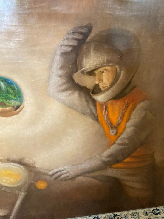 ÖL auf Leinwand ALLEGORIE DES HEILIGEN HUBERT unterzeichnet Françoise d'ORIGNY