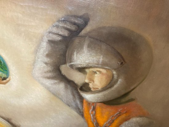 ÖL auf Leinwand ALLEGORIE DES HEILIGEN HUBERT unterzeichnet Françoise d'ORIGNY