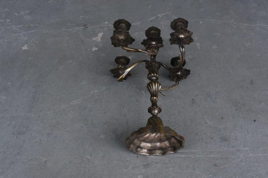 Paire De Chandelier En Métal Argenté Style Louis XV à 6 Lumières