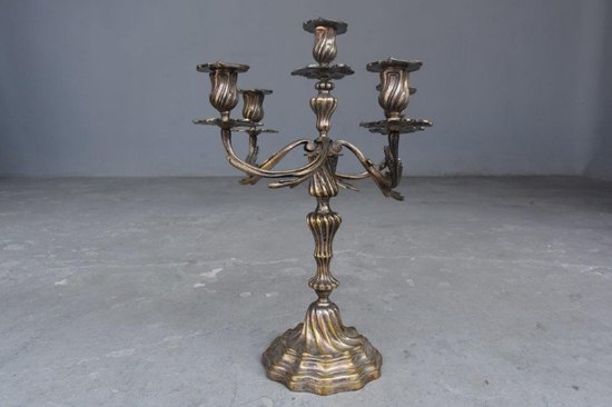 Paire De Chandelier En Métal Argenté Style Louis XV à 6 Lumières