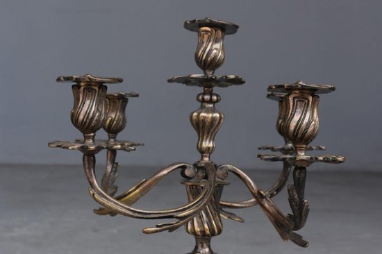 Paire De Chandelier En Métal Argenté Style Louis XV à 6 Lumières