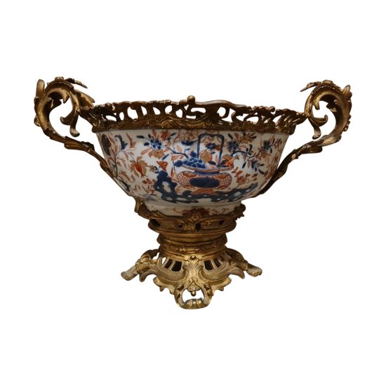 Napoléon III, Grande Coupe En Porcelaine, Monture En Bronze